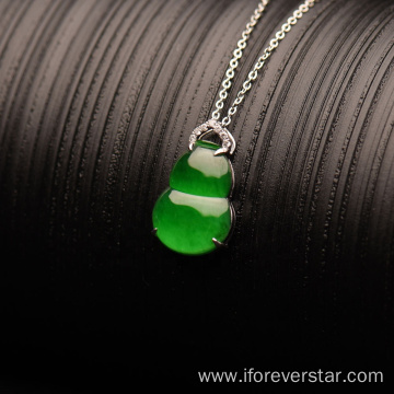 18K White Gold Icy Jadeite Cucurbit Pendant